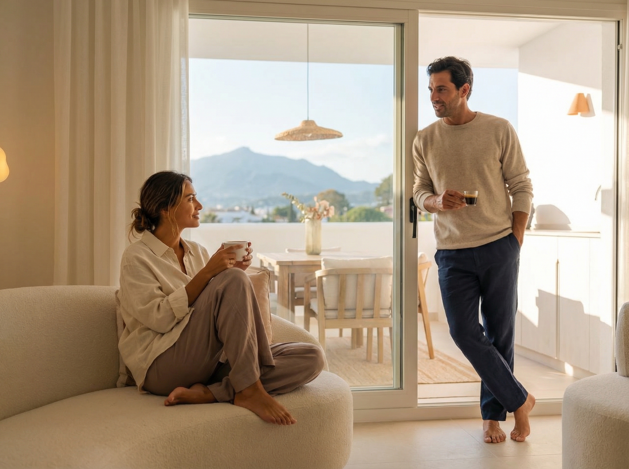 Couple enjoying penthouse